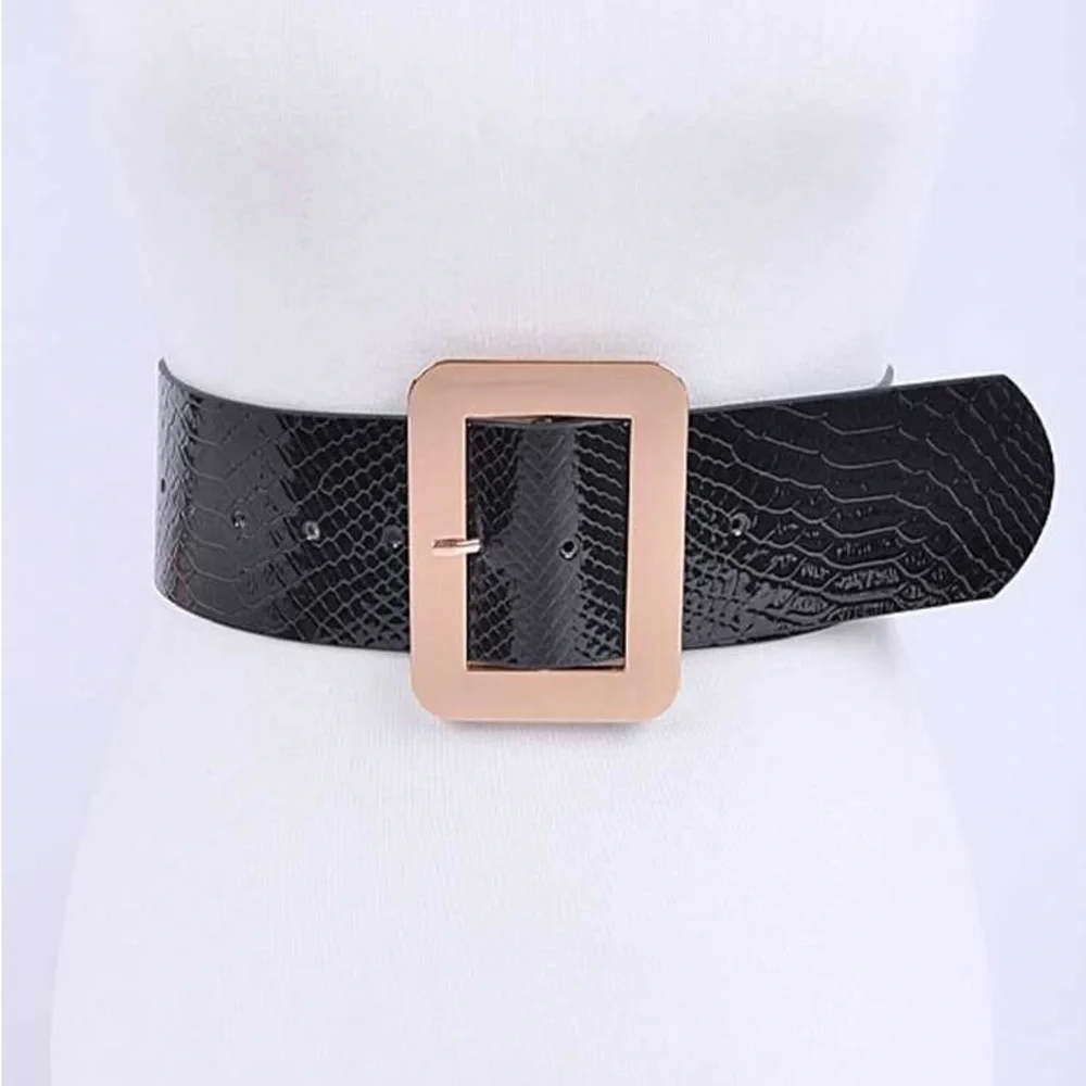 Rainbow Metallic Vegan Snakeskin Leather Statement Belt